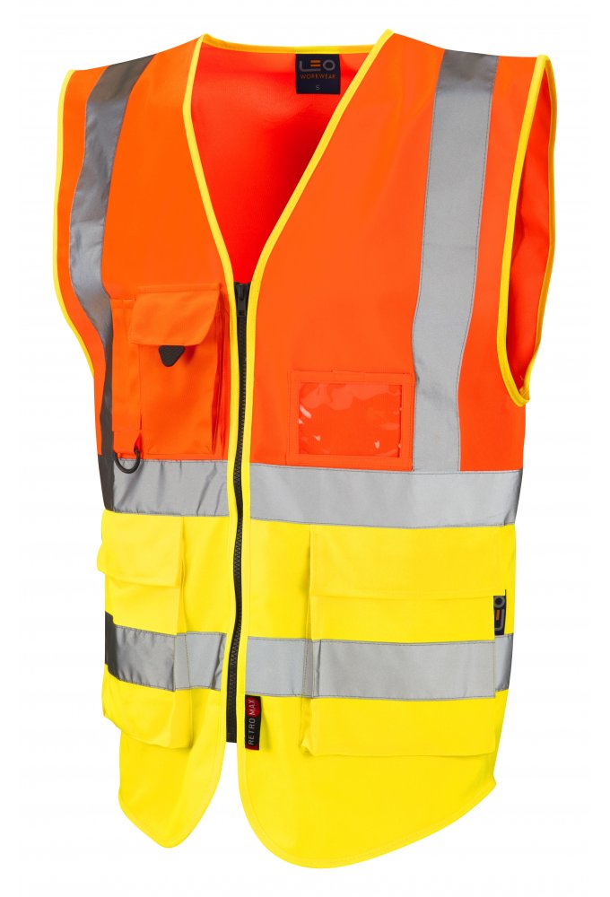 W11-O/Y Lynton Executive Orange Yellow Hi Vis Vests (XSmall To 6XL)
