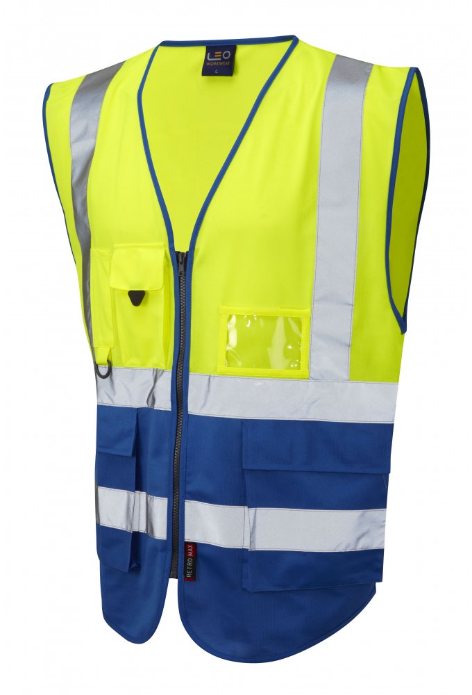 W11-Y/RO Lynton Executive Yellow Royal Two Tone Hi Vis Vests (XSmall To 6XL)