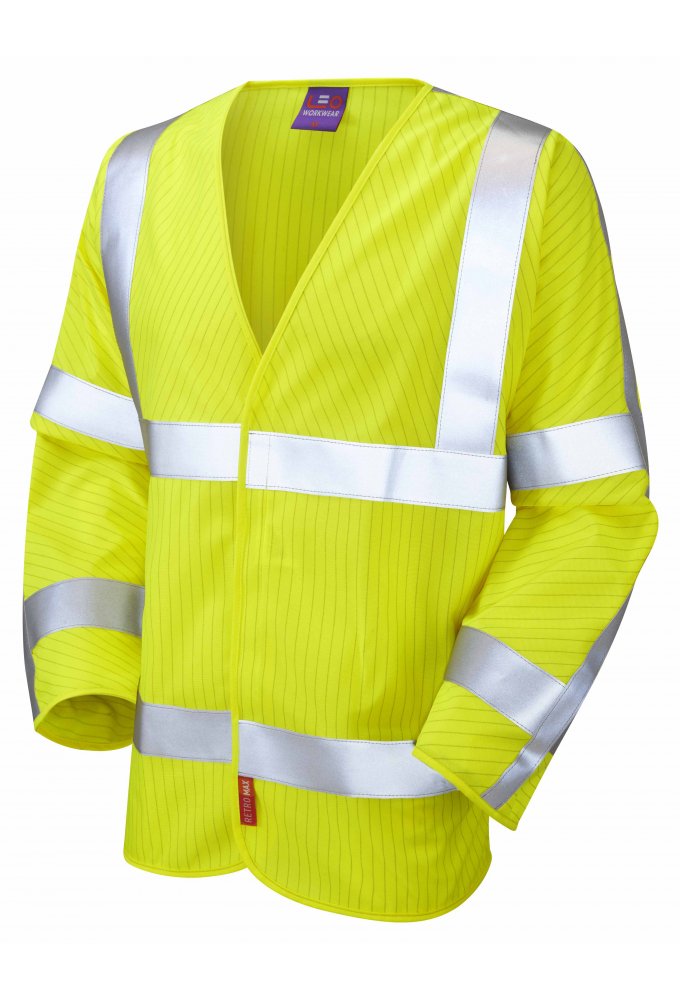 S17-Y LFS Yellow Flame Retardent Anti-Static Hi Vis Long Sleeved Vests (Small To 6XL)