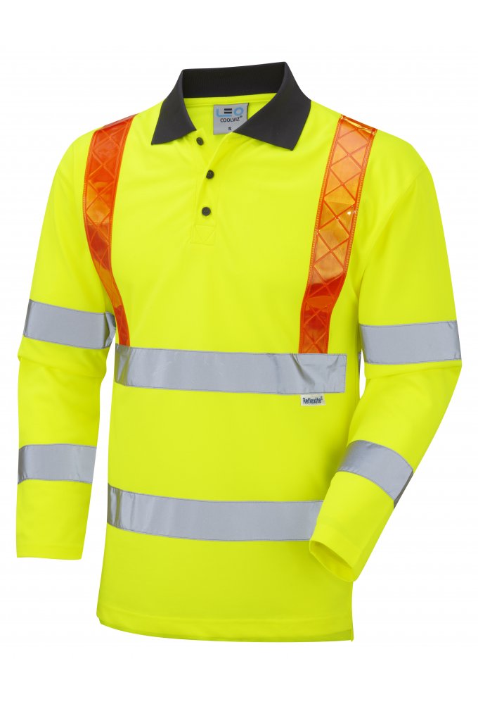 P07-Y Bickleton Traffic Management Class 3 Orange Brace Coolviz Sleeved Polo (Small To 6XL)