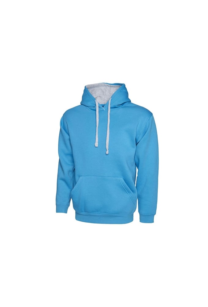 UC507 Uneek Contrast Hooded SweatShirt (Xsmall to 4Xlarge) 12 Colours