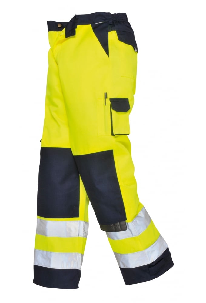 TX51YN Lyon Hivis Trousers (Small To 2XL) Yellow/Navy