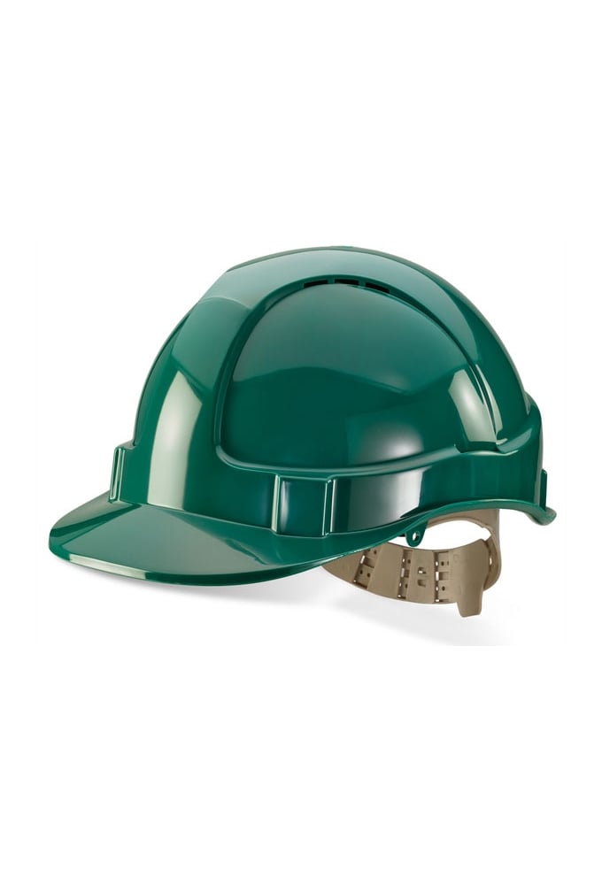 BBVSHG Green  Vented Comfort Safety Helmet 6 Pont Harness