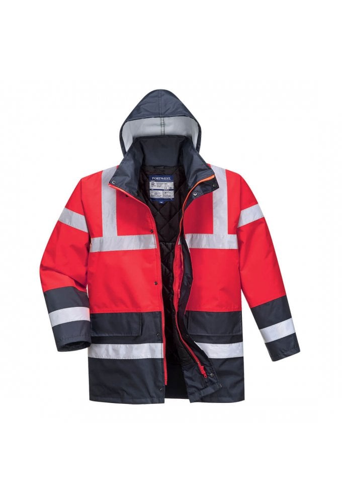 S466 Portwest Hi Vis Contrast Winter Traffic Jacket (Xsmall to 6Xlarge) 6 COLOURS