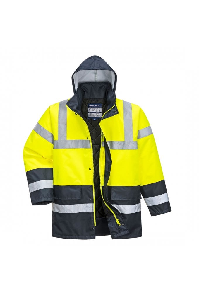 S466 Portwest Hi Vis Contrast Winter Traffic Jacket (Xsmall to 6Xlarge) 6 COLOURS