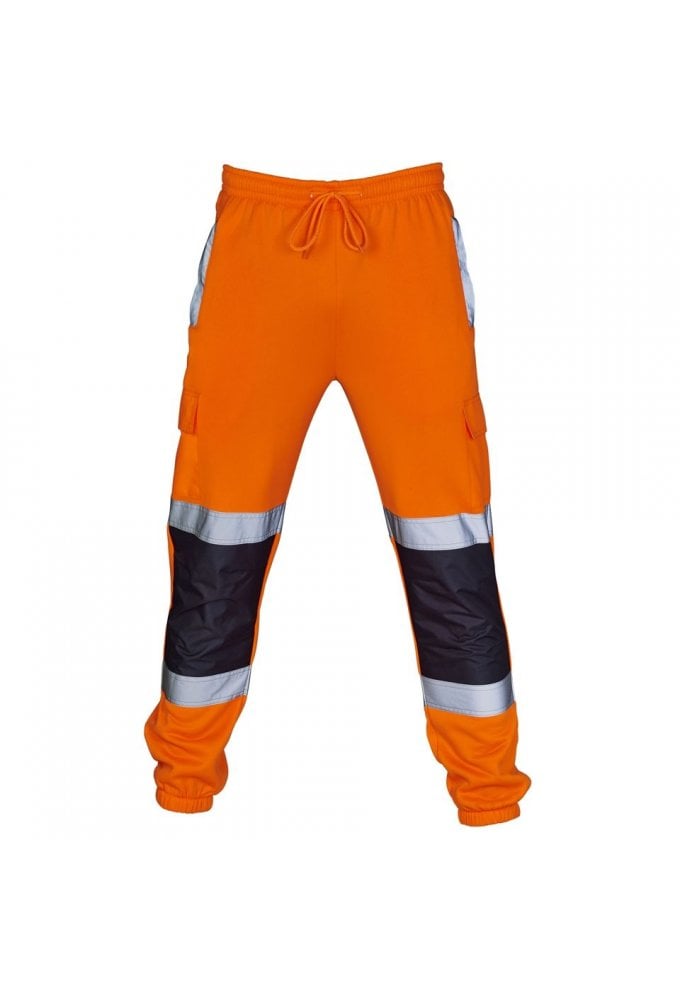 J9081 Supertouch Hi Vis 2 Tone Orange Navy Jogging Bottoms