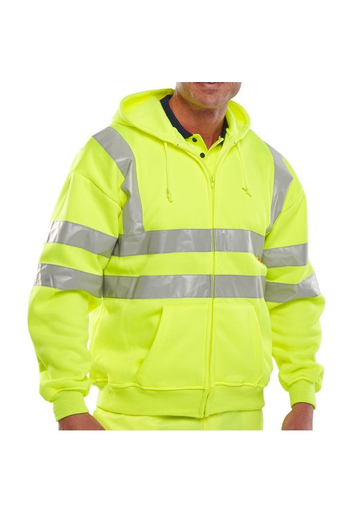 BSHSSEN Beeswift Hi-Visibility Full Zip Hooded Sweat Shirt (Small To 3XL) 2 COLOURS RIS 3279 Orange Only