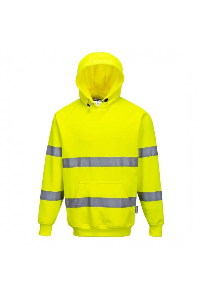 B304 Portwest Hi-Visibility Hooded Sweatshirt (Small To 4XL) 2 COLOURS RIS 3279 TOM in Orange