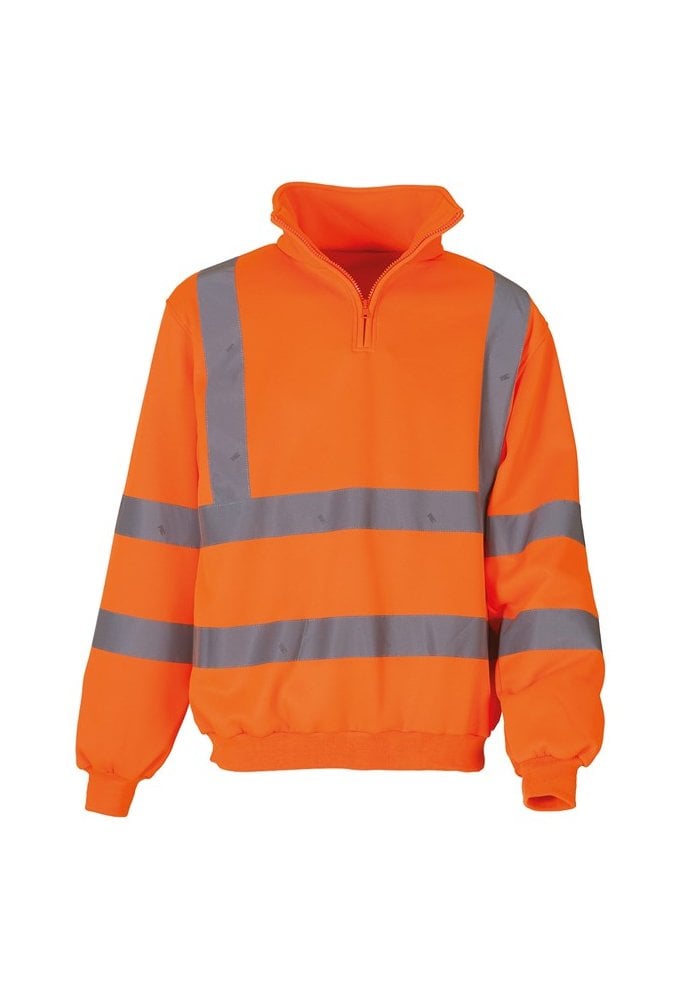 YK031 Hi-Vis 1/4 Zip Water Repellant SweatShirt (Small To 3XL) 2 COLOURS RIS 3279 TOM In Orange