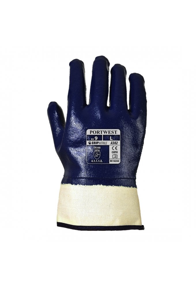 A302 - Portwest Fully Dipped Nitrile Safety Cuff (SOLD IN PACK OF 12)