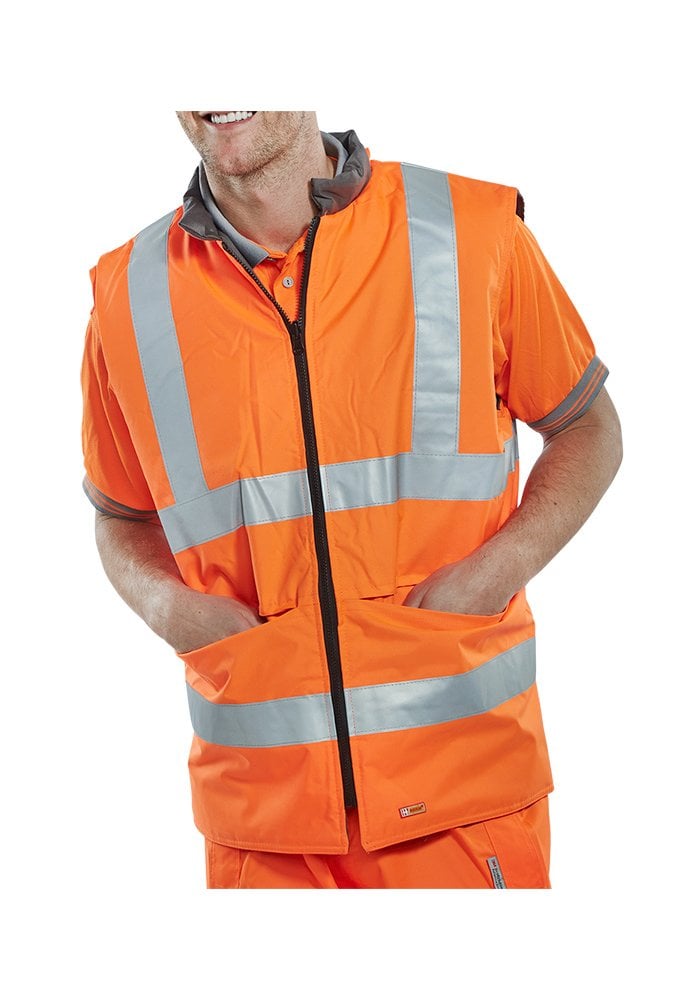 BWENG Beeswift Hi-Vis  Reversible Bodywarmer (Small To 4XL) 2 COLOURS RIS 3279 Orange Only