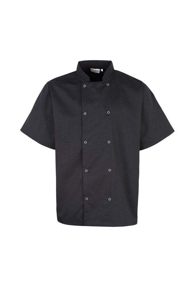 PR664 - Studded front short sleeve chef's jacket