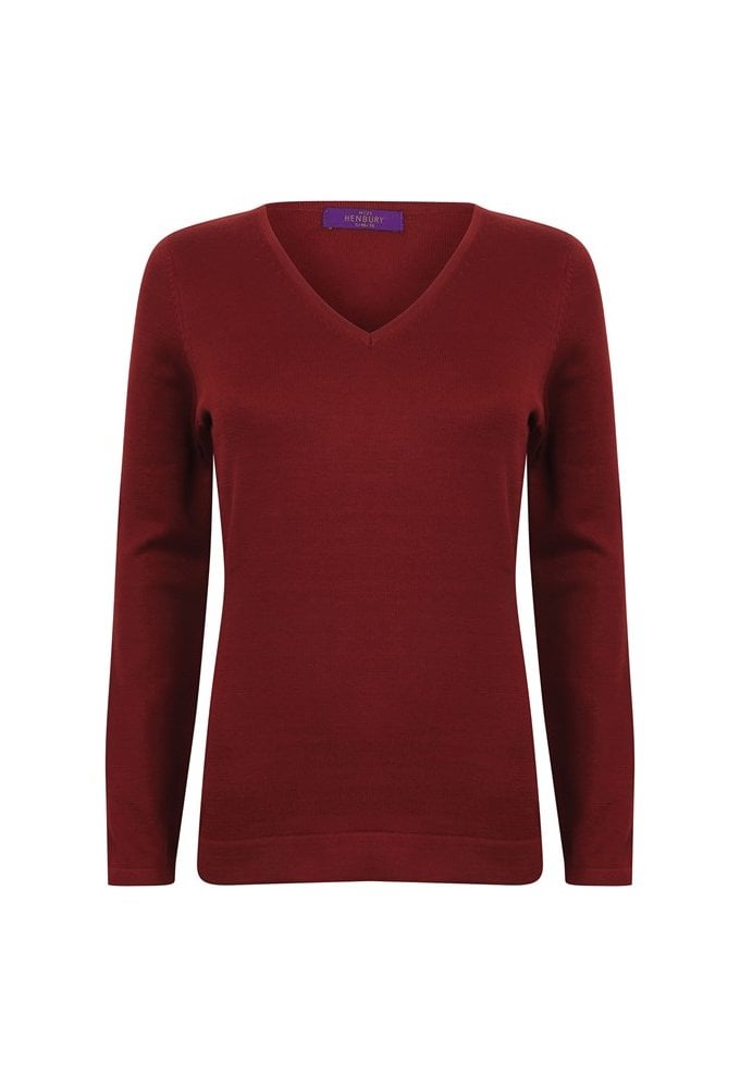 HB721 Womens 12 Gauge V-Neck Jumper