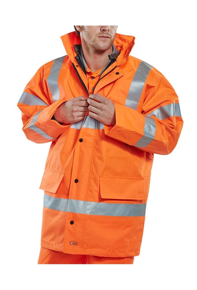 TJFS 4 Seasons 4 In 1 Hi Visibility Jacket (Small To 5XL) 2 COLOURS RIS 3279 TOM In Orange