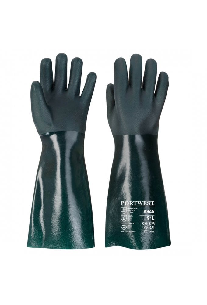 A845 Portwest 45Cm Double Dipped PVC Gauntlet SIZE XL