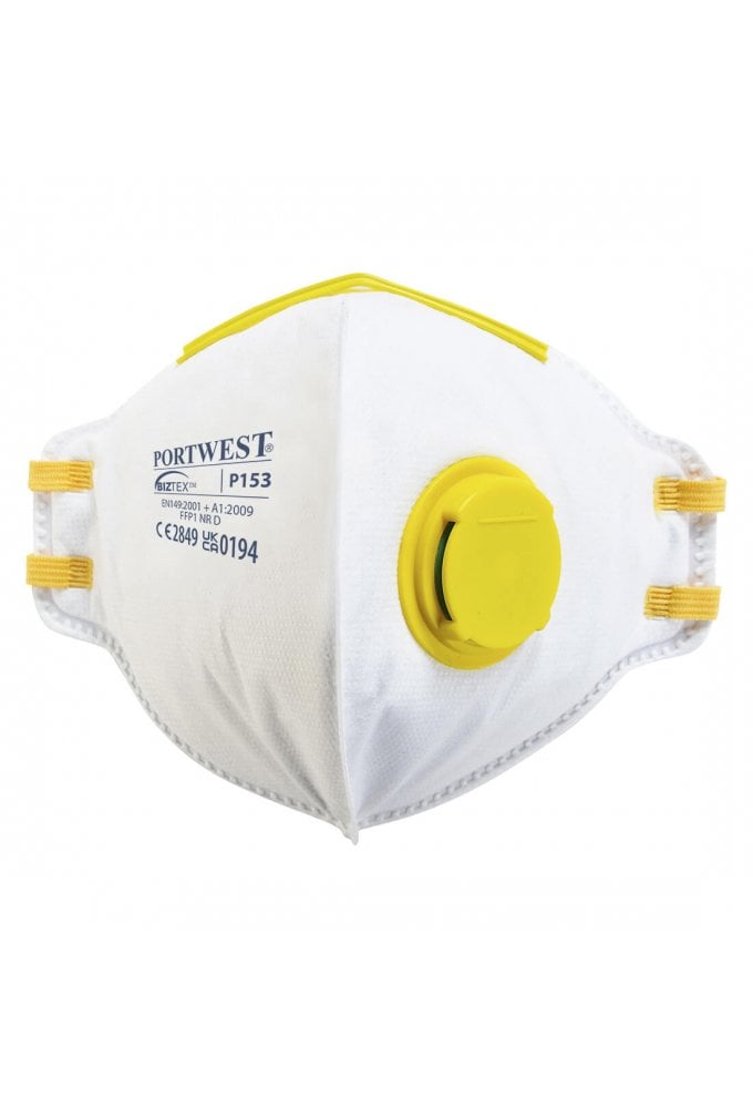 Portwest P153 -Portest FFP1 Valved Dolomite Fold Flat Respirator (BOX OF 20) From £0.64