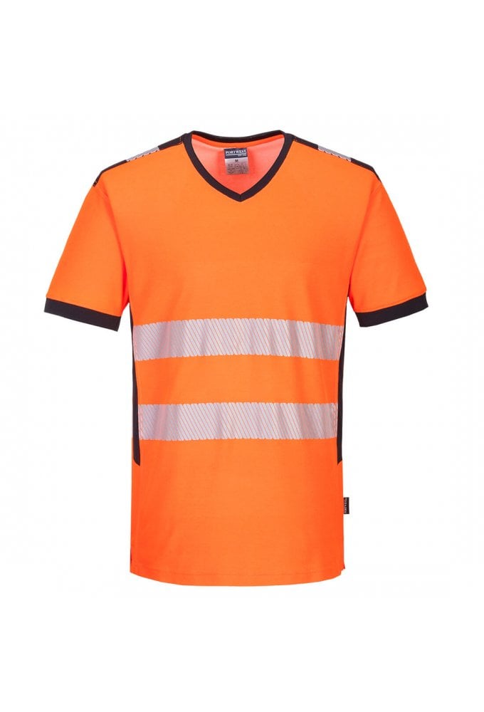 PW310 Portwest Hi-Vis V-Neck T-Shirt (Small to 4XLarge) 2 COLOURS
