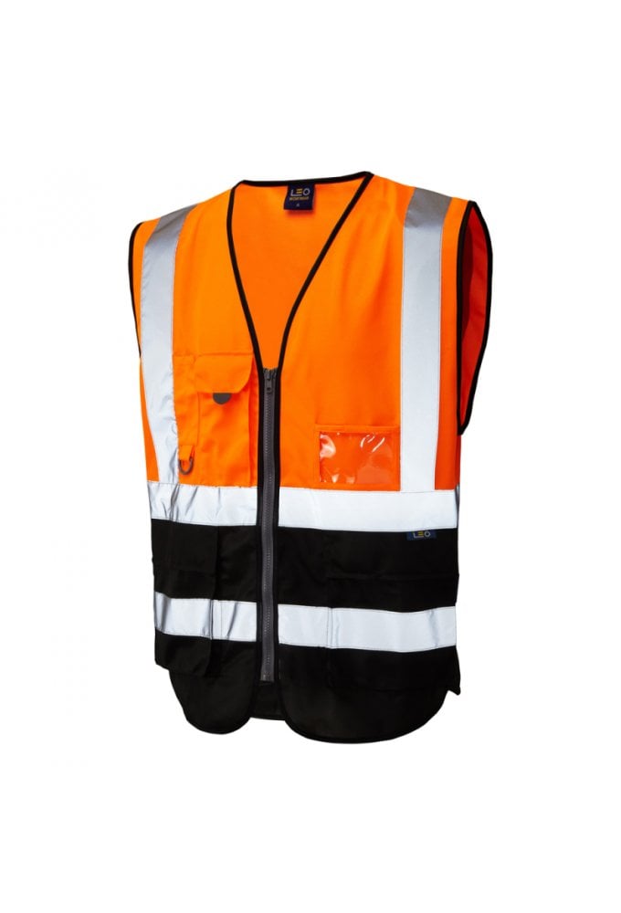 W11-O/BL Lynton Executive Orange Black Two Tone Hi Vis Vests (XSmall To 6XL)