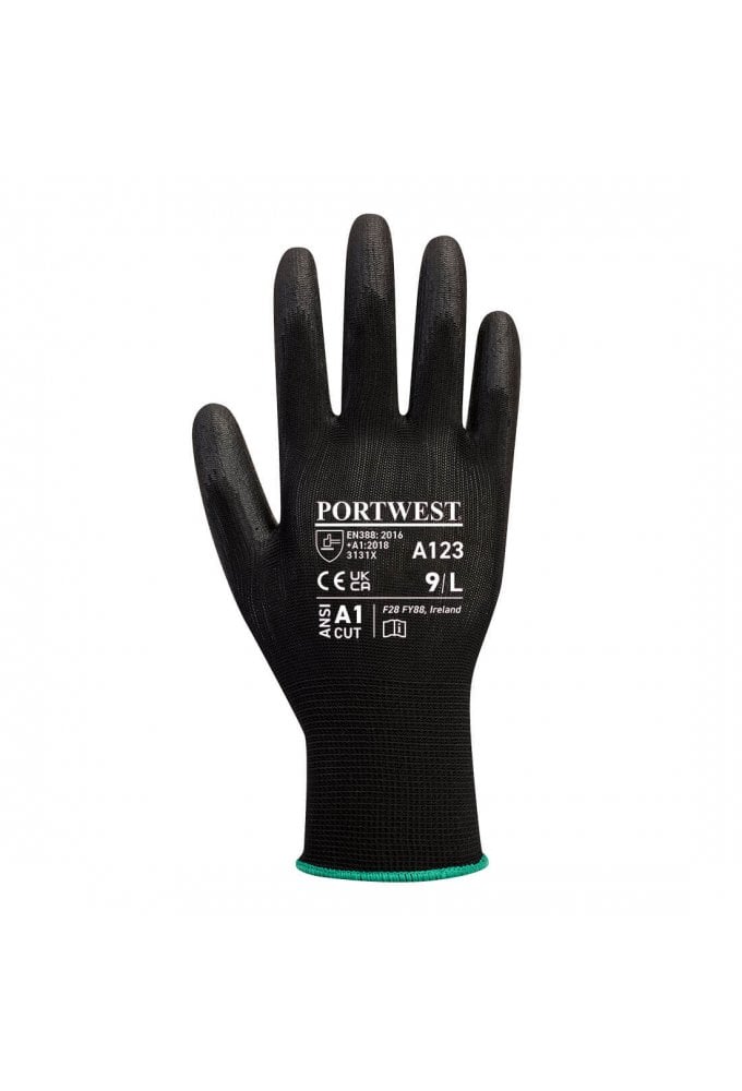 A123 - Portwest PU Palm Glove Latex Free - Full Carton 144 (From £0.66 Per Pair)