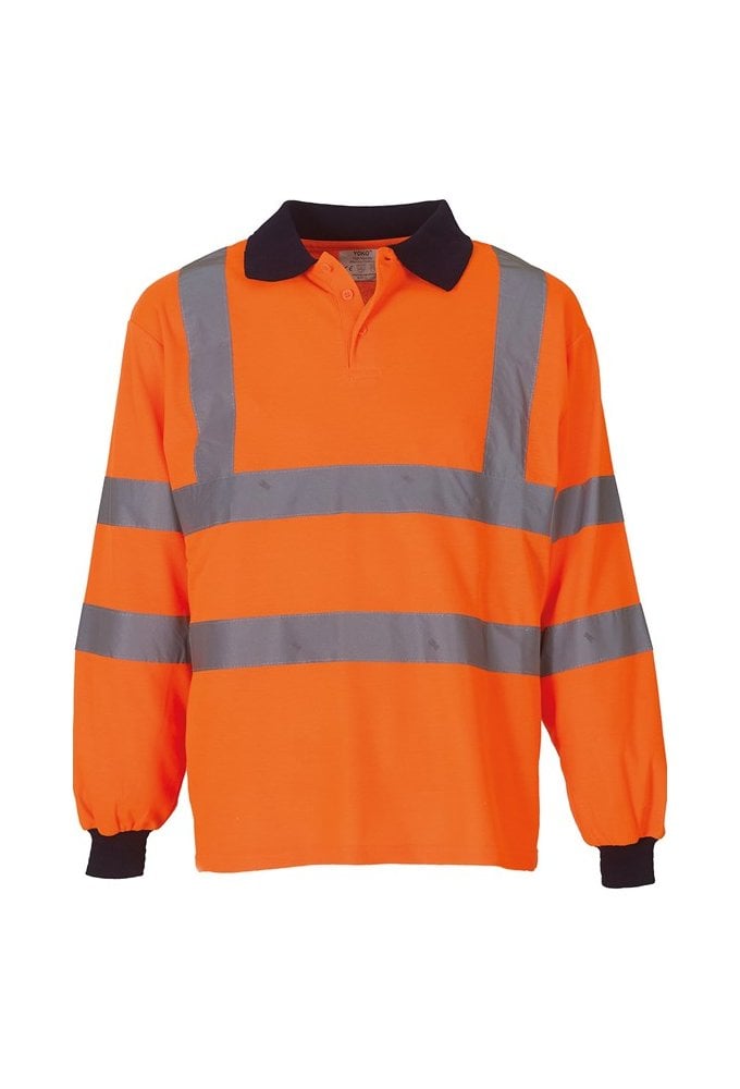YK021 Hi-Vis Long Sleeved Polo (Small To 5XL)  2 COLOURS RIS 3279 TOM In Orange