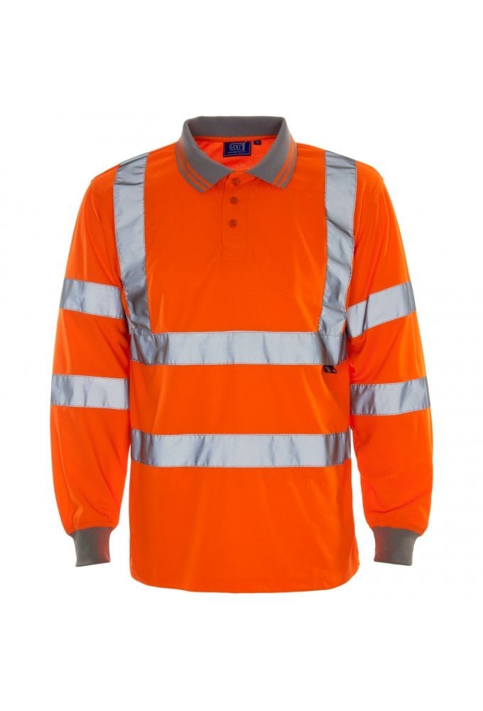 35E41 Supertouch Hi Vis Long Sleeved Polo (Small to 4XLarge) 2 COLOURS  Conforms to RIS-3279-TOM (Orange versions only)