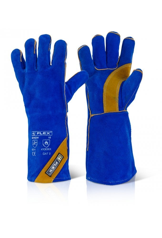 BFHQW EN388 3233 Cat 2 Blue Gold Welders Gauntlets (Pack Size 10)