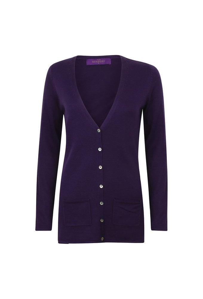 HB723 Womens V-Button Cardigan
