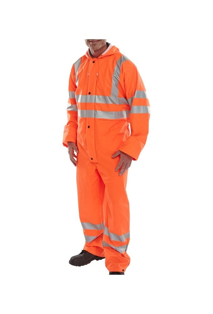 PUC Beeswift  Hi Visibility Super B-Dri  Breathable  PU Coated Coverall (Small To 4XL) 2 COLOURS RIS3279 Orange Only