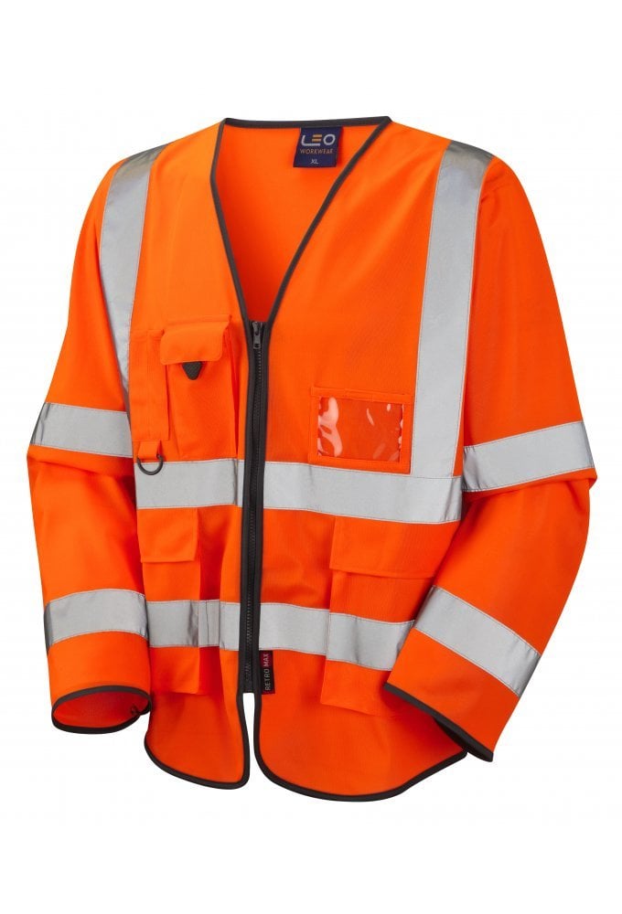 S12-O Wrafton orange Executive Hi Vis Long Sleeved Vests (XSmall To 6XL) RIS 3279 TOM