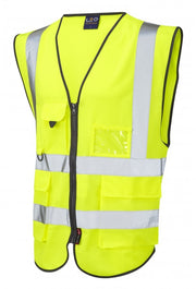 W11-Y-LEO Lynton Yellow Executive Hi Vis Vest with Pockets