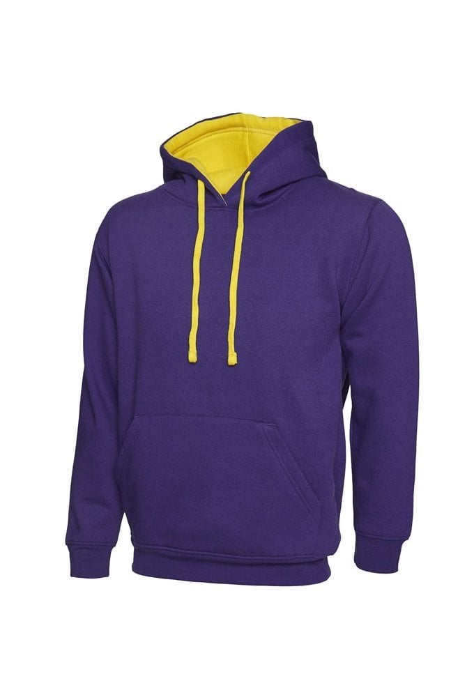 UC507 Uneek Contrast Hooded SweatShirt (Xsmall to 4Xlarge) 12 Colours