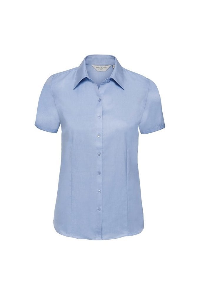 J963F Women's short sleeve herringbone shirt (Xsmall to 4Xlarge)  2 COLOURS