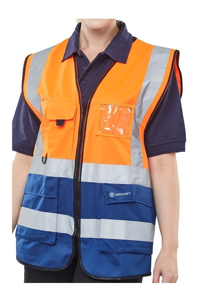 HVWC Beeswift Two Tone Executive Waistcoat (SIZES S-7XL) 11 COLOURS