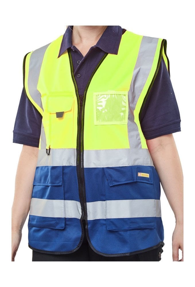 HVWC Beeswift Two Tone Executive Waistcoat (SIZES S-7XL) 11 COLOURS