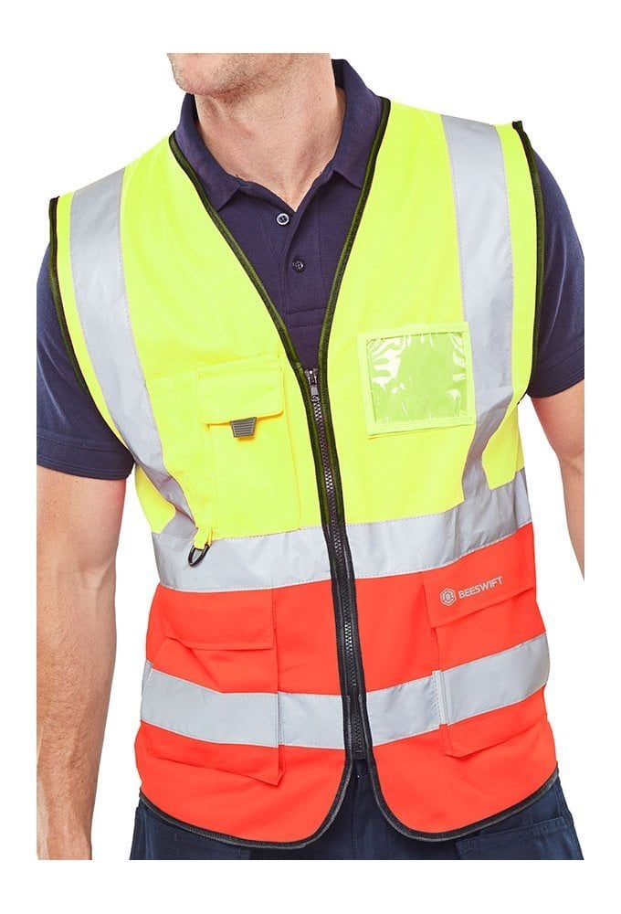 HVWC Beeswift Two Tone Executive Waistcoat (SIZES S-7XL) 11 COLOURS