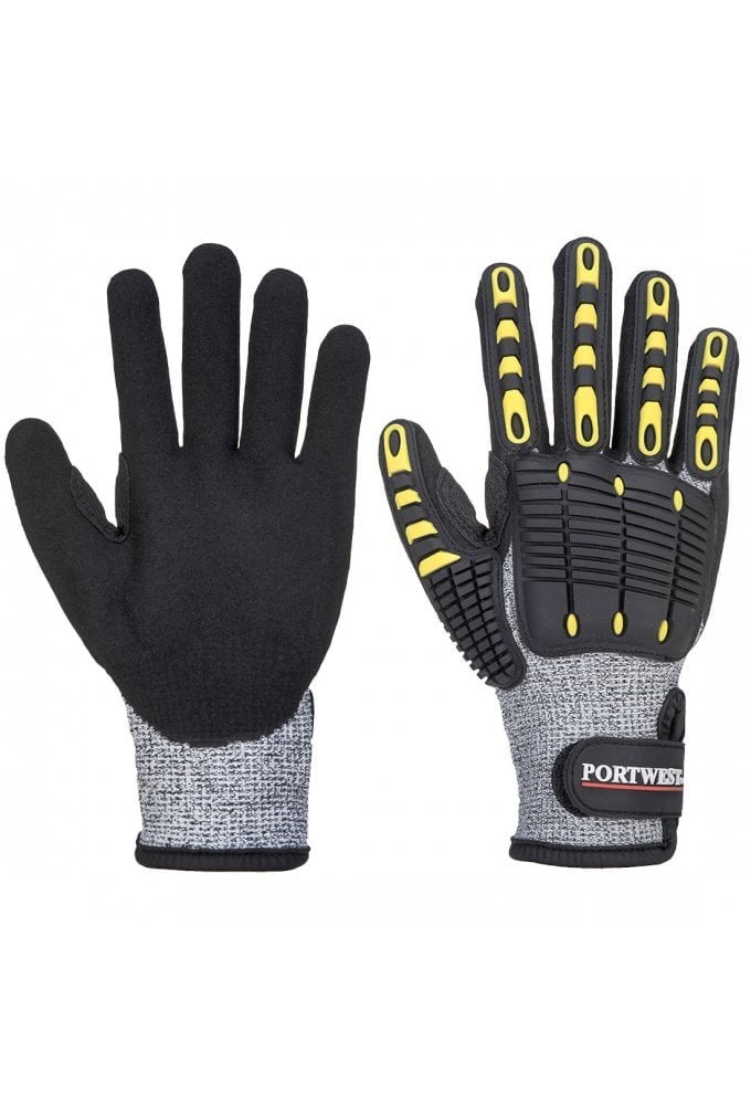 A722 - Portwest Anti Impact Cut Resistant Glove Level C Grey/Black (Size 7 to 12)