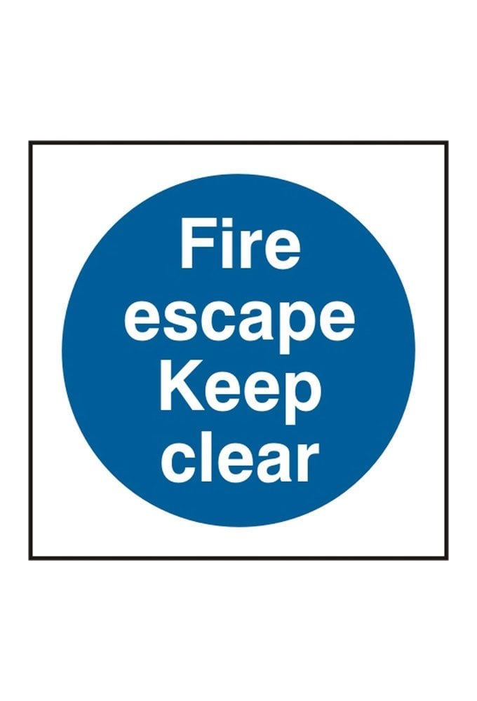 BSS11350 Fire Escape Keep Clear Sign Vinyl Version