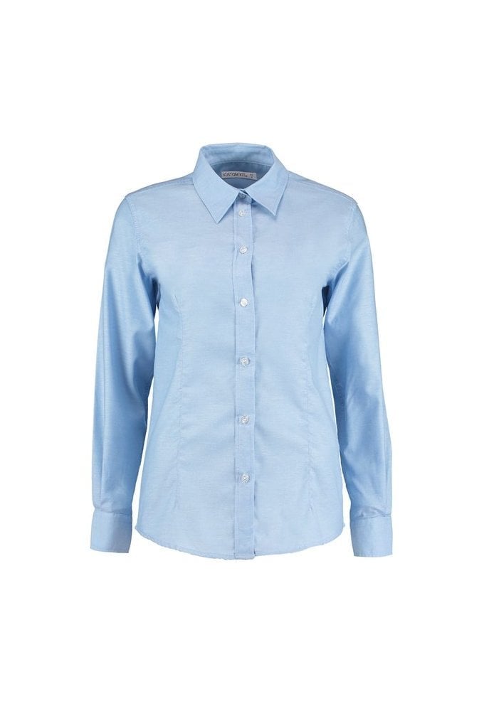 KK361 Womens Workplace Oxford Long Sleeved Blouse  (Size 8 To 20)  4 COLOURS