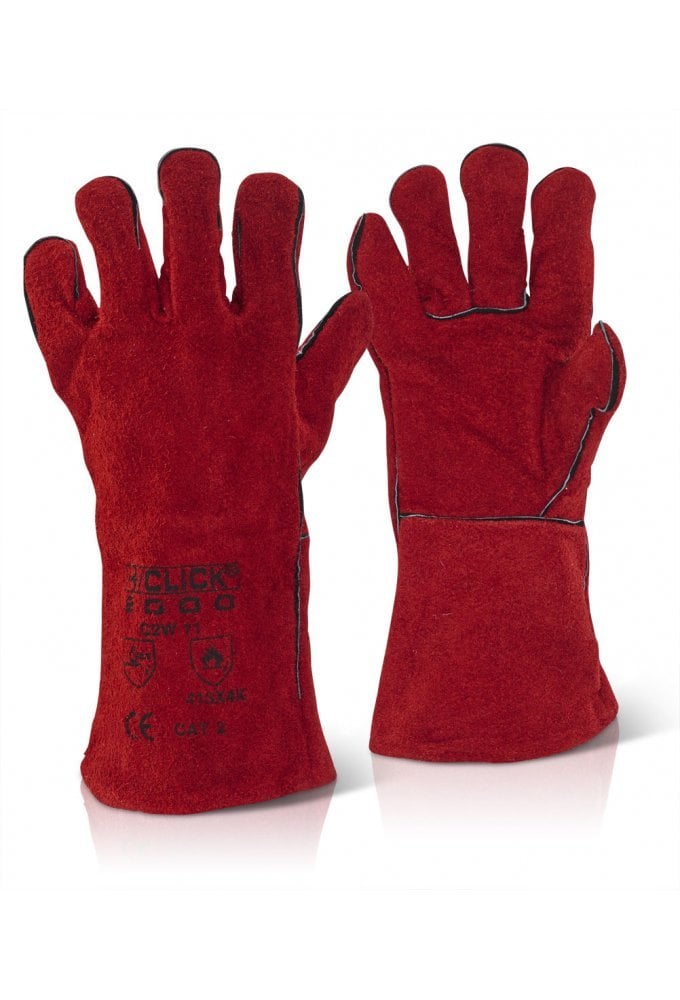 C2W Red Welders Gauntlet 14 Inch Cat 2 (Sold In Packs  of 10 Pairs)