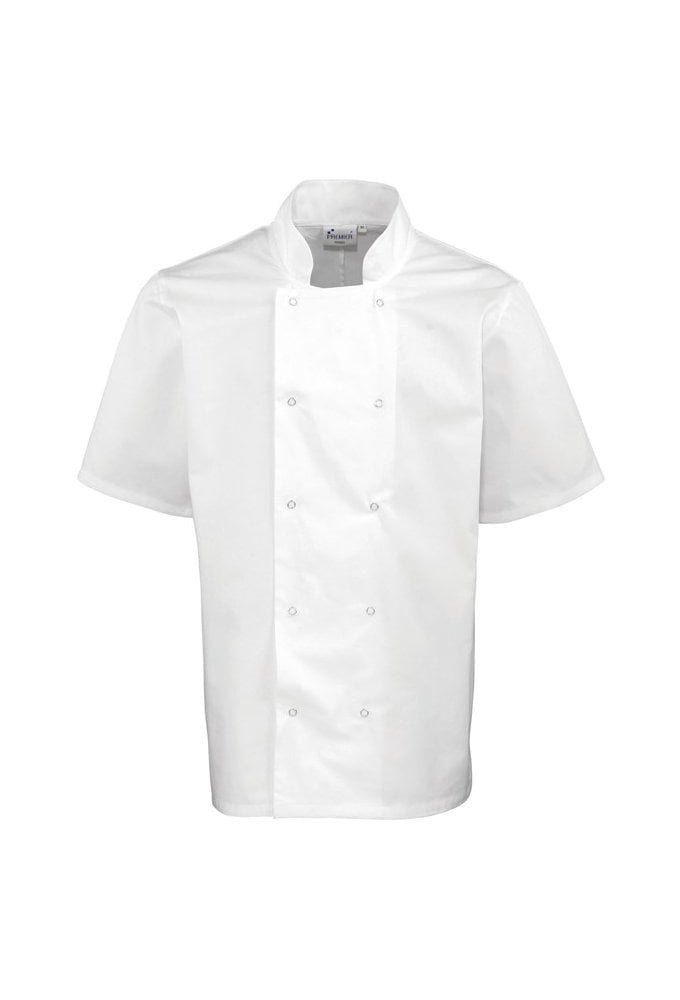 PR664 - Studded front short sleeve chef's jacket