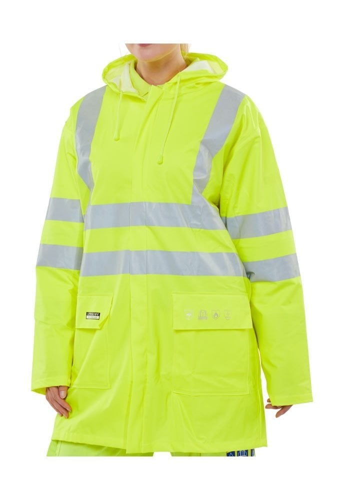 CFRLR55SY Flame Retardant Hi Vis  Waterproof Jacket - Yellow (Small To 5XL)