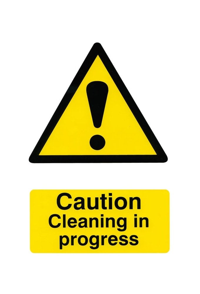 BSS1114 Caution Cleaning In Progress Sign PVC Version
