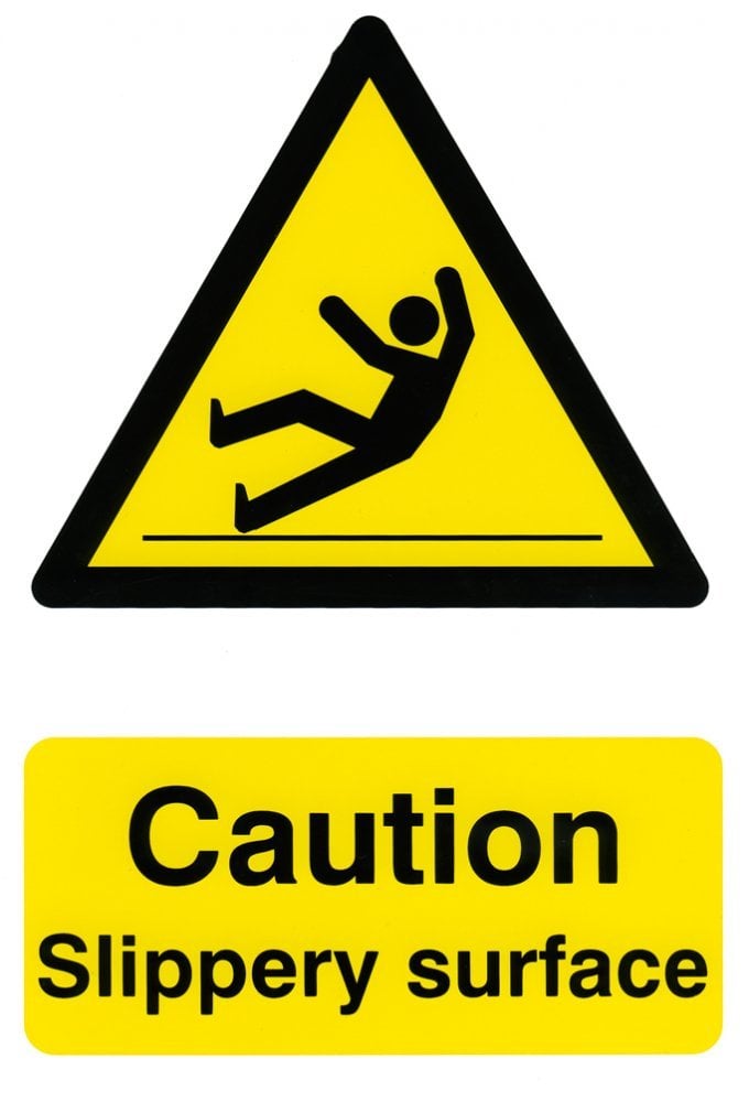 BSS1108 Caution Slippery Surface Sign PVC Version