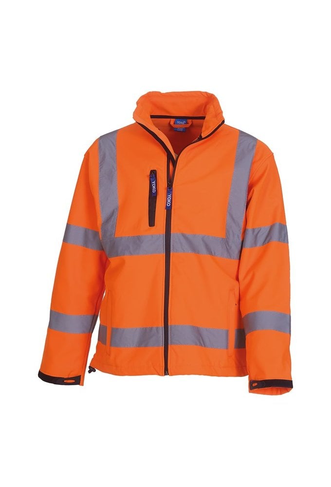 YK040 Hi-Vis SoftShell Jacket With Fleece Inner  (Small To 3XL) 6 COLOURS RIS 3279 TOM In Orange and Orange / Navy