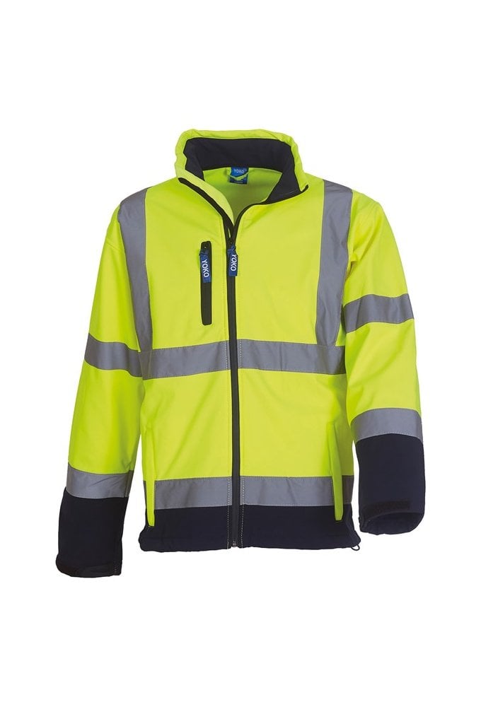 YK040 Hi-Vis SoftShell Jacket With Fleece Inner  (Small To 3XL) 6 COLOURS RIS 3279 TOM In Orange and Orange / Navy