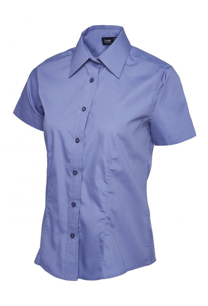 UC712 Ladies Poplin Half Sleeve Shirt (Size 8 to Size 24) 10 COLOURS