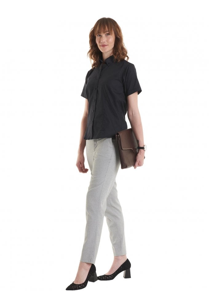 UC704 Ladies Pinpoint Short Sleeved Oxford Shirt (Size 8 to Size 24)  7 COLOURS