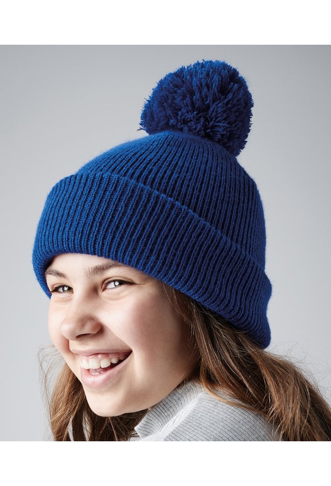 B406B Beechfield Junior reflective bobble beanie