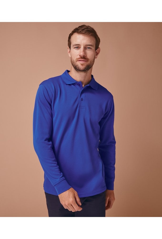 HB478 Henbury Long Sleeved Cool Plus Polo Shirt (XXS to 4XLarge) 7 COLOURS