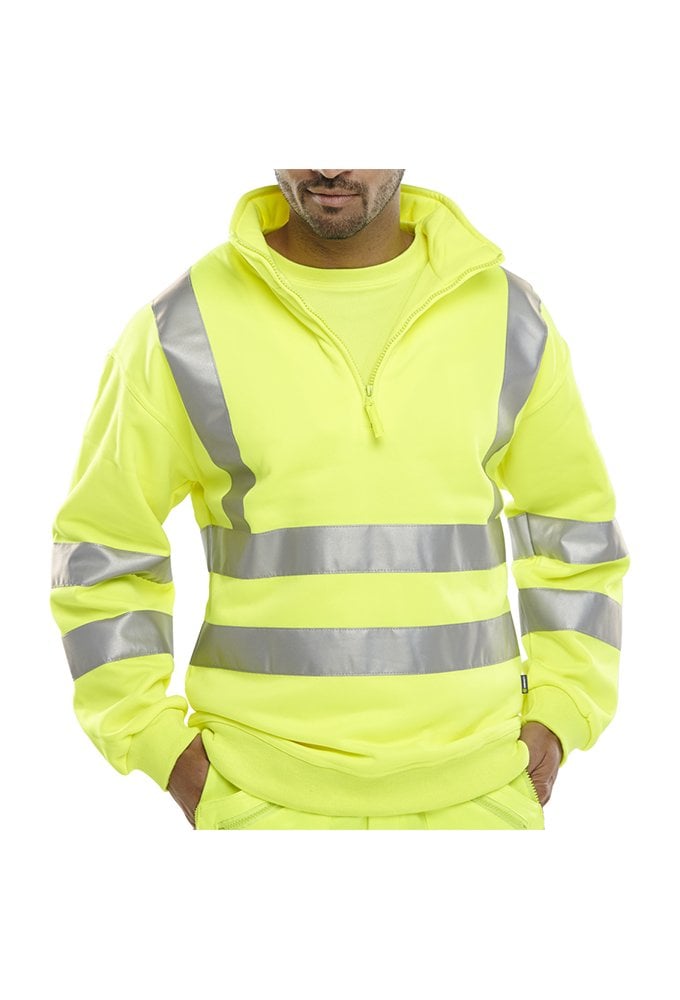 BSZSSEN Beeswift  Hi Visibility  1/4 Zip  Sweatshirt (Small To 3XL) 2 COLOURS